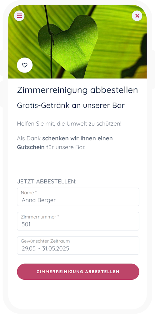 Zimmerreinigung abbestellen (Green Option)