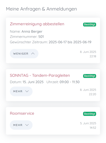 Foto: Bestellübersicht in der Gäste-App